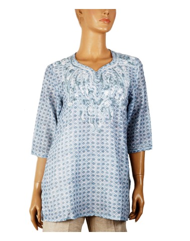 Casual Kurti - Blue Embroidery