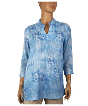 Casual Kurti - Sky Blue Full Pintuck