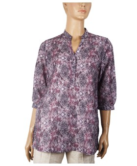 Casual Kurti - Wine Color Ikat Print