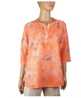 Casual Kurti - Round Neck Bandhani