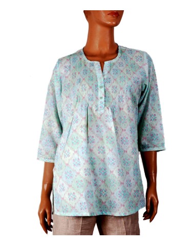 Casual Kurti - Mint Green Base With Tiny Pink Dots