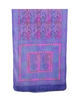 Crepe Silk Scarf - Purple Floral