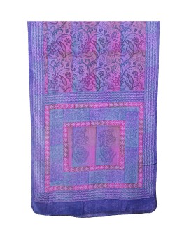 Crepe Silk Scarf - Purple Floral