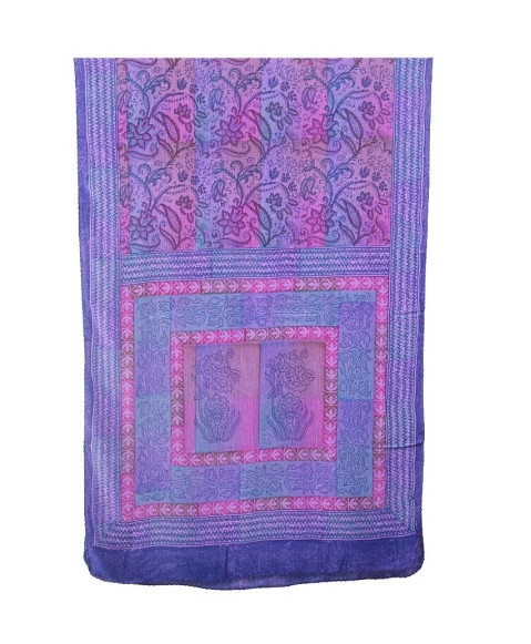 Crepe Silk Scarf - Purple Floral