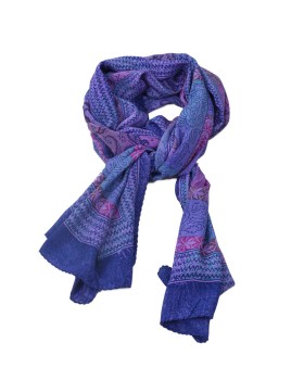 Crepe Silk Scarf - Purple Floral