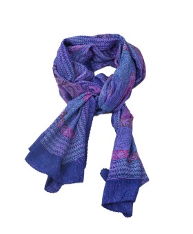 Crepe Silk Scarf - Purple Floral