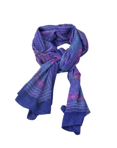 Crepe Silk Scarf - Purple Floral