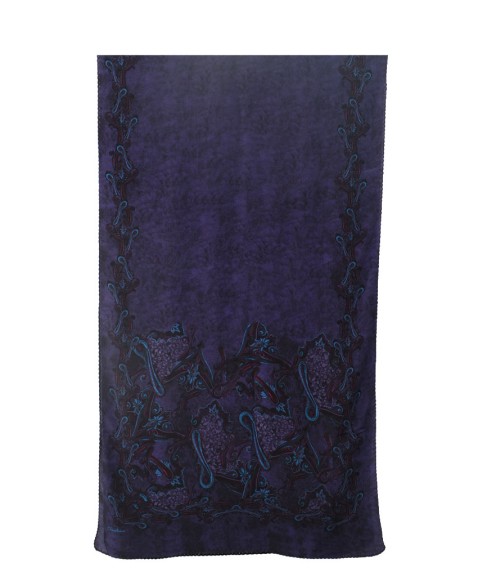 Crepe Silk Scarf - Navy Blue Paisley