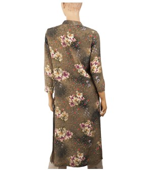 Tunic - Olive Green With Beige Floral