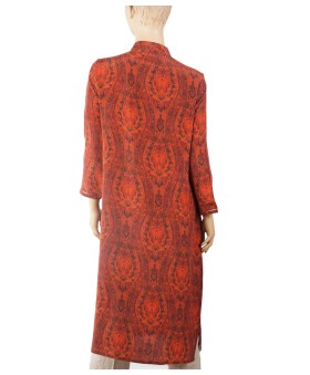Long Embroidered Silk Kurti - Maroon Embroidery