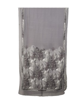 Crepe Silk Scarf - Black And White Tree Prints