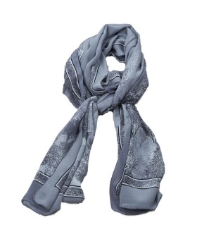 Crepe Silk Scarf - Black And White Tree Prints