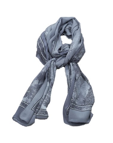 Crepe Silk Scarf - Black And White Tree Prints