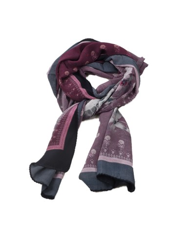 Crepe Silk Scarf - Rose With Purple Base