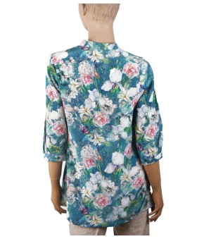 Short Silk Shirt - Blue Floral