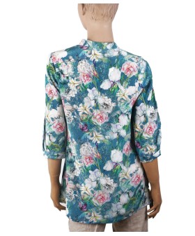 Short Silk Shirt - Blue Floral