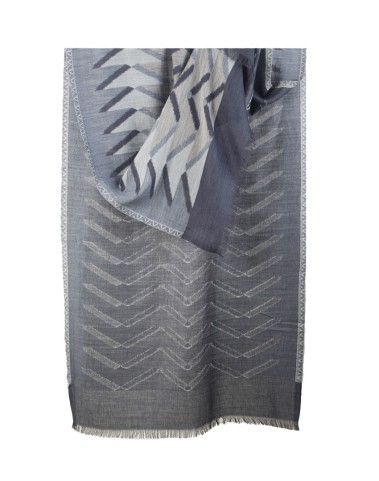 Printed Stole -Denim Blue ikat