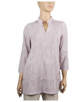Casual Kurti - Beige Doted Pintuck