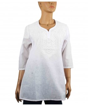 Casual Kurti - White Embroidery