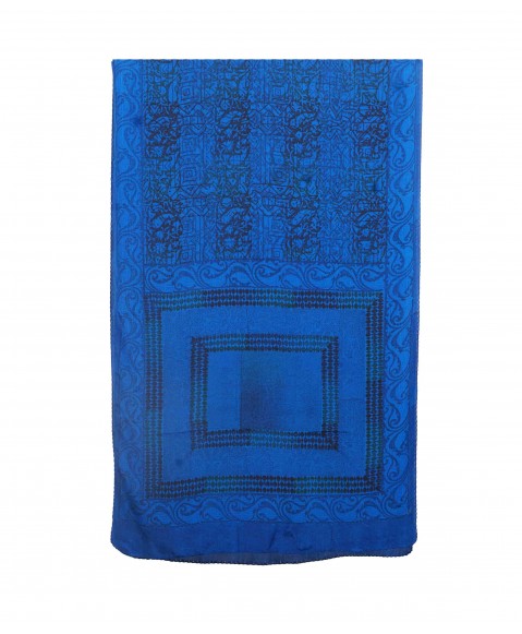 Crepe Silk Scarf - Shocking Blue Abstract