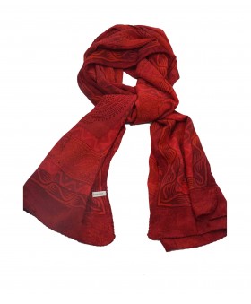 Crepe Silk Scarf - Orange Big Paisley