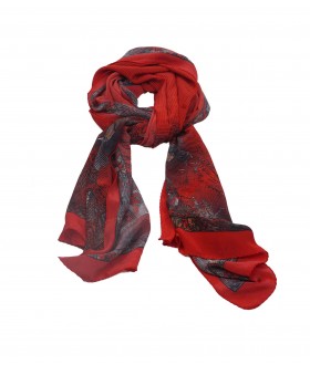 Crepe Silk Scarf - Red Lining