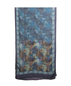 Crepe Silk Scarf - Petrol Blue Abstract