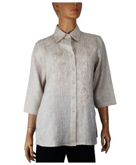 Casual Shirt - Beige Embroidered