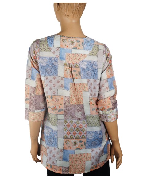 Casual Kurti - Beige Abstract