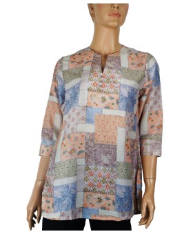 Casual Kurti - Beige Abstract