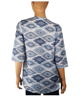 Casual Kurti - Denim Blue Ikat