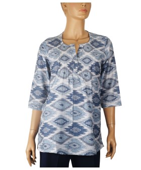 Casual Kurti - Denim Blue Ikat