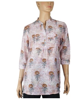 Casual Kurti - Orange Flowers