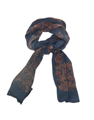 Crepe Silk Scarf - Floral With Paisley