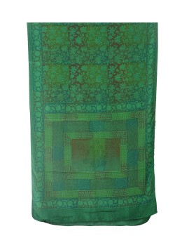 Crepe Silk Scarf -Green Creeper And Paisley