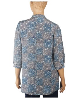 Short Silk Shirt - Ethnic Indigo