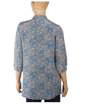 Short Silk Shirt - Ethnic Indigo