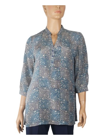 Short Silk Shirt - Ethnic Indigo