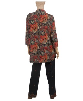 Silk Co-ord Set - Black And Red Abstract