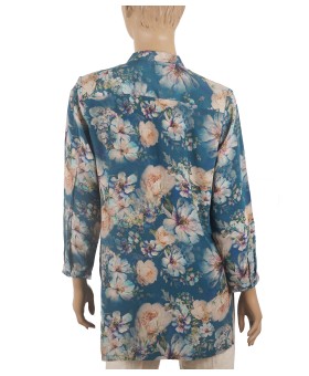 Long Silk Shirt - Beige Floral