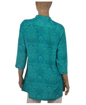 Antique Silk Kurti - Aqua Blue Paisley