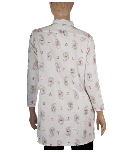 Casual Kurti- Pink Paisley Embroidery