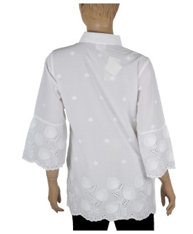 Casual Shirt - Hakoba Shirt White Tiny Flowers