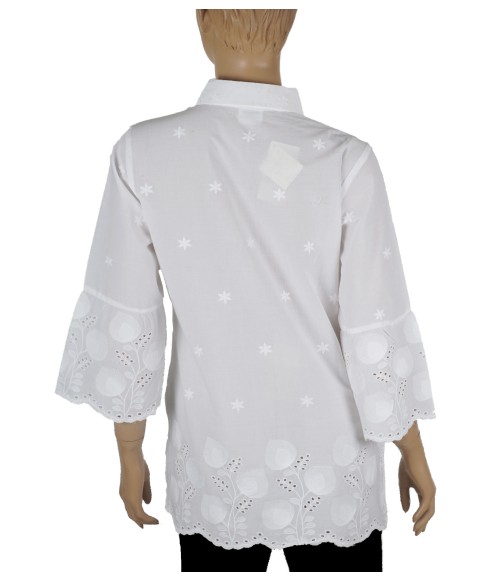 Casual Shirt - Hakoba Shirt White Tiny Flowers Casual Shirt - Hakoba Shirt White Tiny Flowers