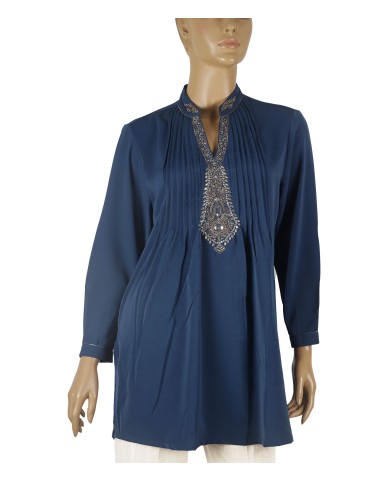 Casual Kurti - Indigo Blue Embroidery Casual Kurti - Indigo Blue Embroidery
