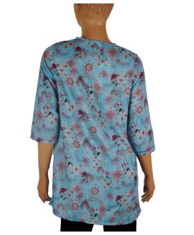 Casual Shirt - Blue And Purple Embroidery