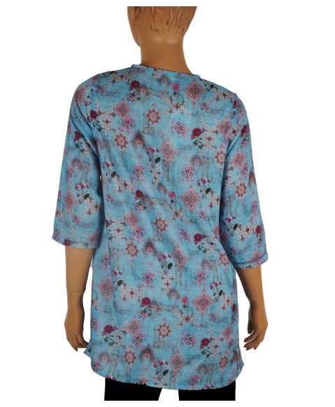 Casual Shirt - Blue And Purple Embroidery