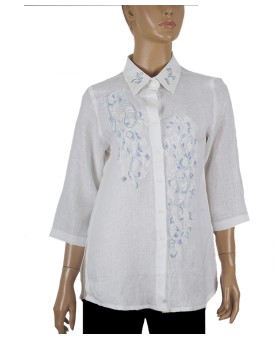 Casual Shirt - Paisley Embroidery Linen Shirt