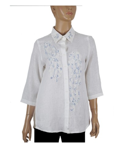 Casual Shirt - Paisley Embroidery Linen Shirt