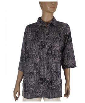 Casual Shirt - Black Yolk Pintuck